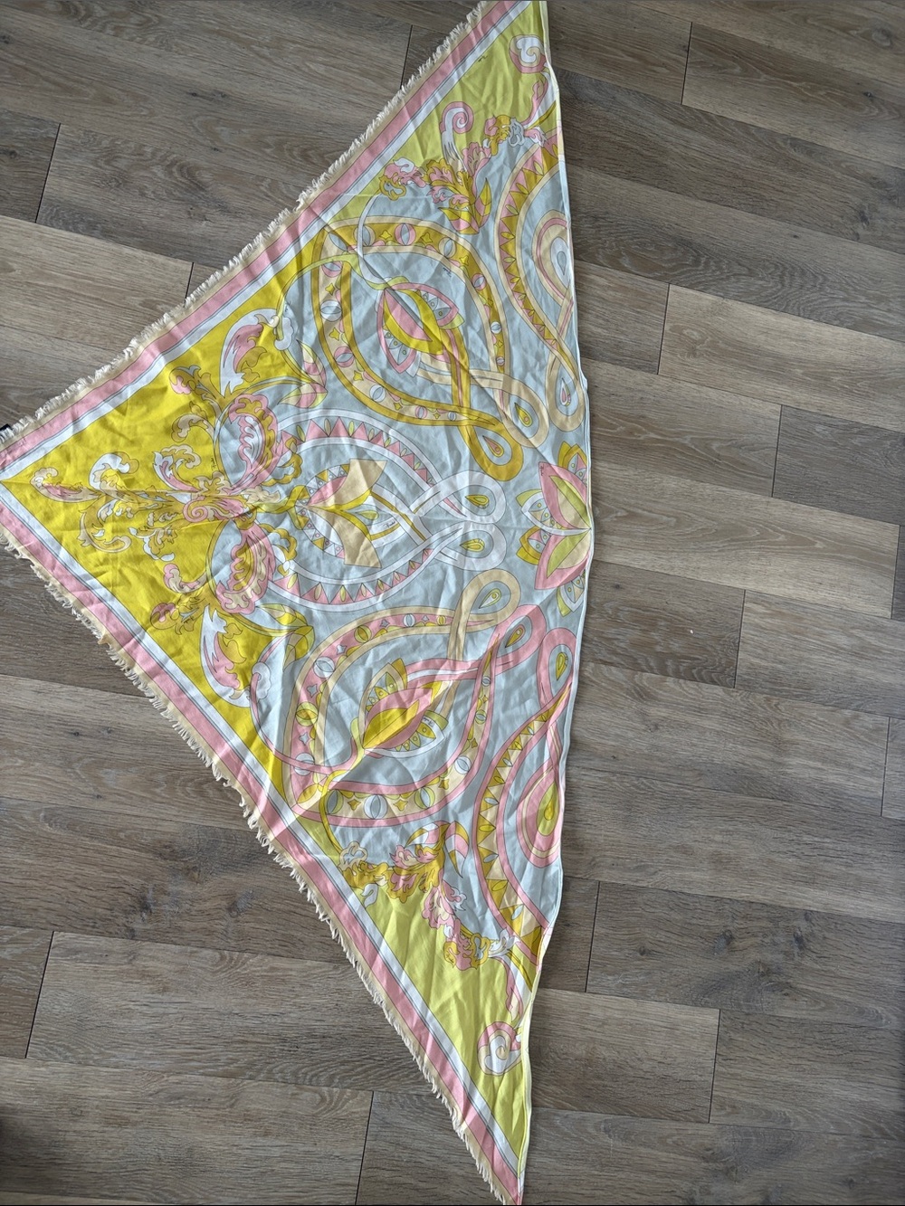 Emilio Pucci Yellow Pink Paisley Triangle Beach Towel